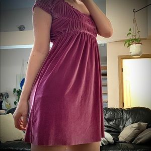 Free People- Velvet fuchsia mini dress.